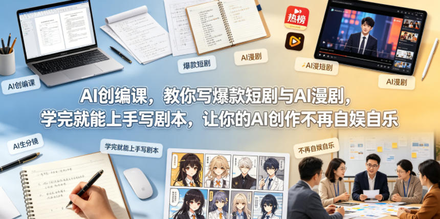 AI创编课，教你写爆款短剧与AI漫剧，学完就能上手写剧本，让你的AI创作不再自娱自乐(更新0521)-二当家网创资源站