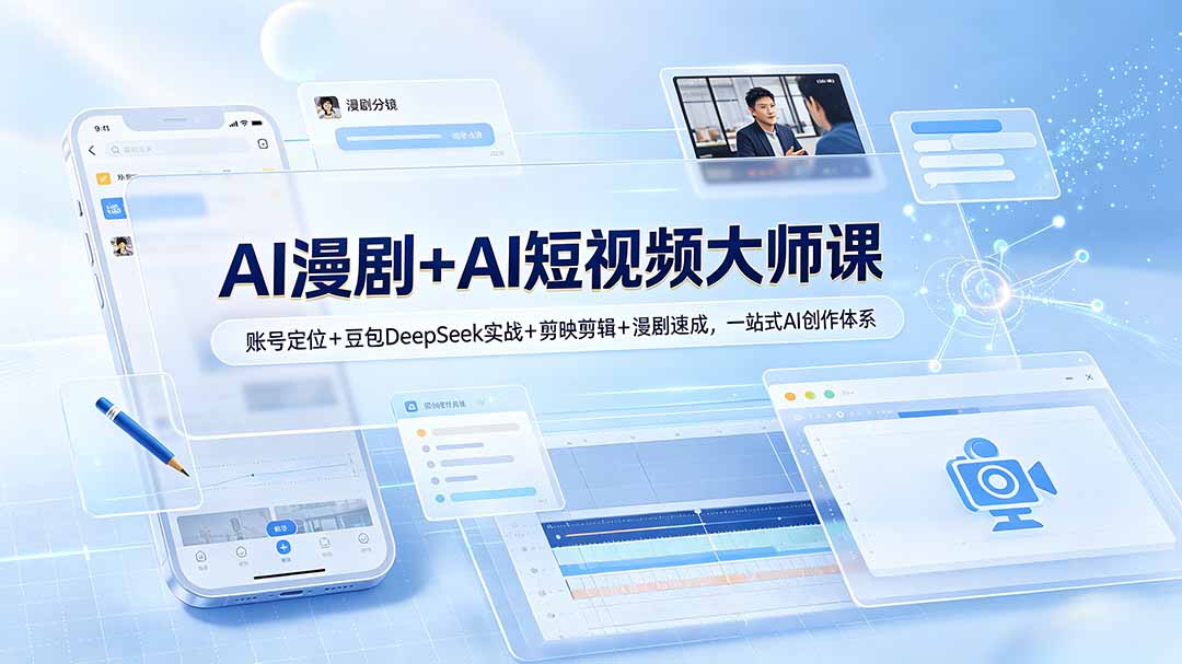 AI漫剧+AI短视频大师课：账号定位+豆包DeepSeek实战+剪映剪辑+漫剧速成，一站式AI创作体系-二当家网创资源站