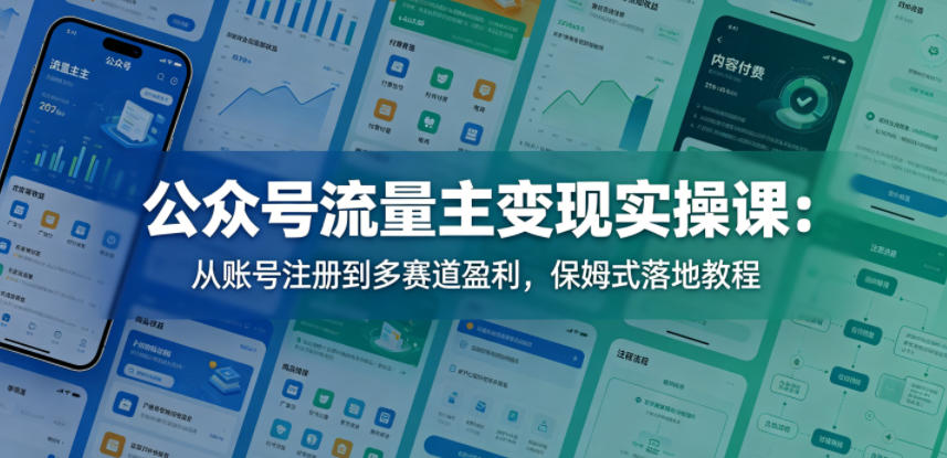 公众号流量主变现实操课:从账号注册到多赛道盈利,保姆式落地教程-二当家网创资源站