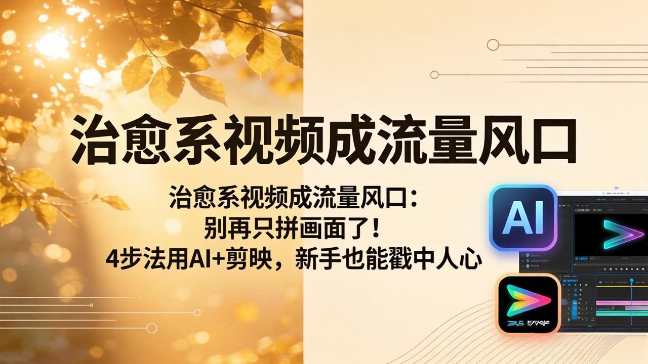 治愈系视频成流量风口：别再只拼画面了！4步法用AI+剪映，新手也能戳中人心-二当家网创资源站