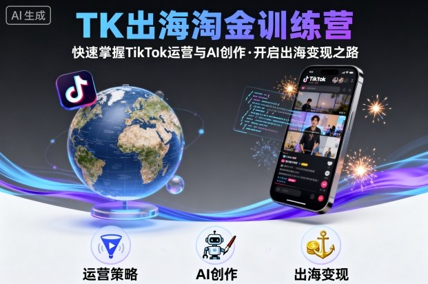TK出海淘金训练营，助你快速掌握TikTok运营与AI创作，开启出海变现之路-二当家网创资源站