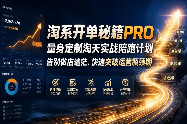 淘系开单秘籍PRO，量身定制淘天实战陪跑计划，告别做店迷茫、快速突破运营瓶颈期(更新260823)-二当家网创资源站