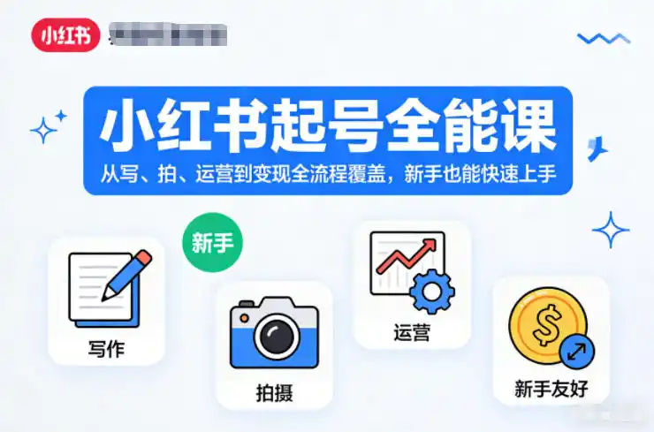 小红书起号全能课，从写、拍、运营到变现全流程覆盖，新手也能快速上手(更新)-二当家网创资源站
