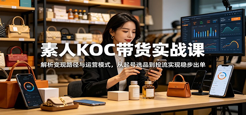 素人KOC带货实战课：解析变现路径与运营模式，从起号选品到投流实现稳步出单-二当家网创资源站
