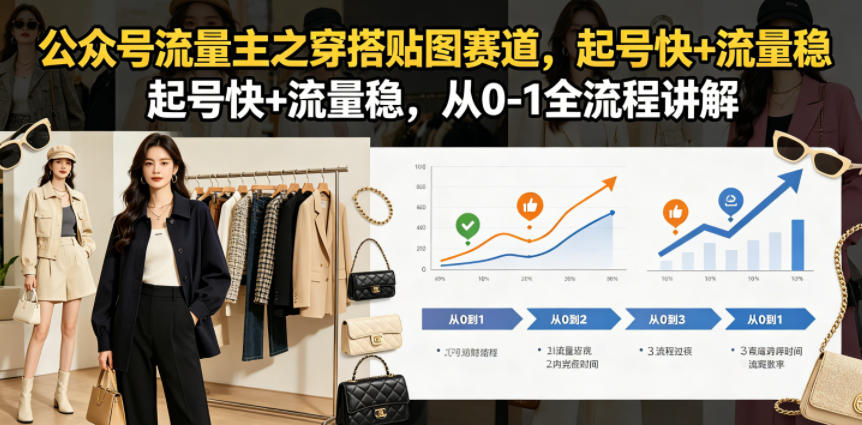公众号流量主之穿搭贴图赛道，起号快+流量稳，从0-1全流程讲解-二当家网创资源站