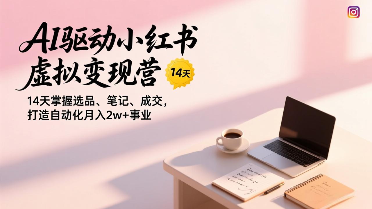 AI驱动小红书虚拟变现营，14天掌握选品、笔记、成交，打造自动化月入2w+事业-二当家网创资源站