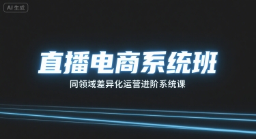 直播电商系统班,同领域差异化运营进阶系统课-二当家网创资源站