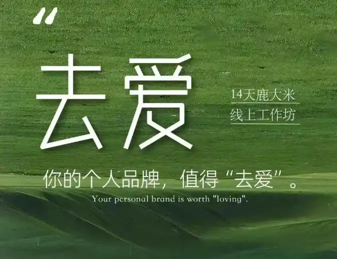 去爱14天鹿大米线上工作坊，你的个人品牌，值得“去爱”-二当家网创资源站