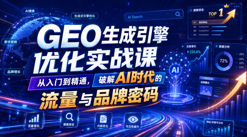 GEO生成引擎优化实战课，从入门到精通，破解AI时代的流量与品牌密码-二当家网创资源站
