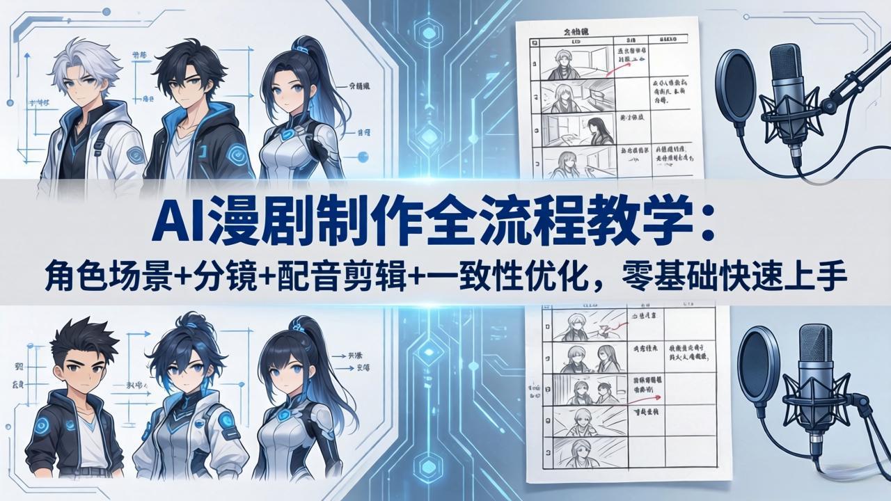 AI漫剧制作全流程教学：角色场景+分镜+配音剪辑+一致性优化，零基础快速上手-二当家网创资源站
