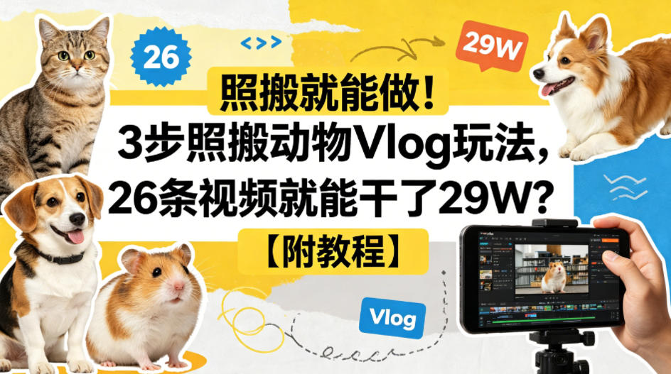 照搬就能做！3步照搬动物Vlog玩法，26条视频就能干了29W？【附教程】【赠coze一键生成工作流】-二当家网创资源站