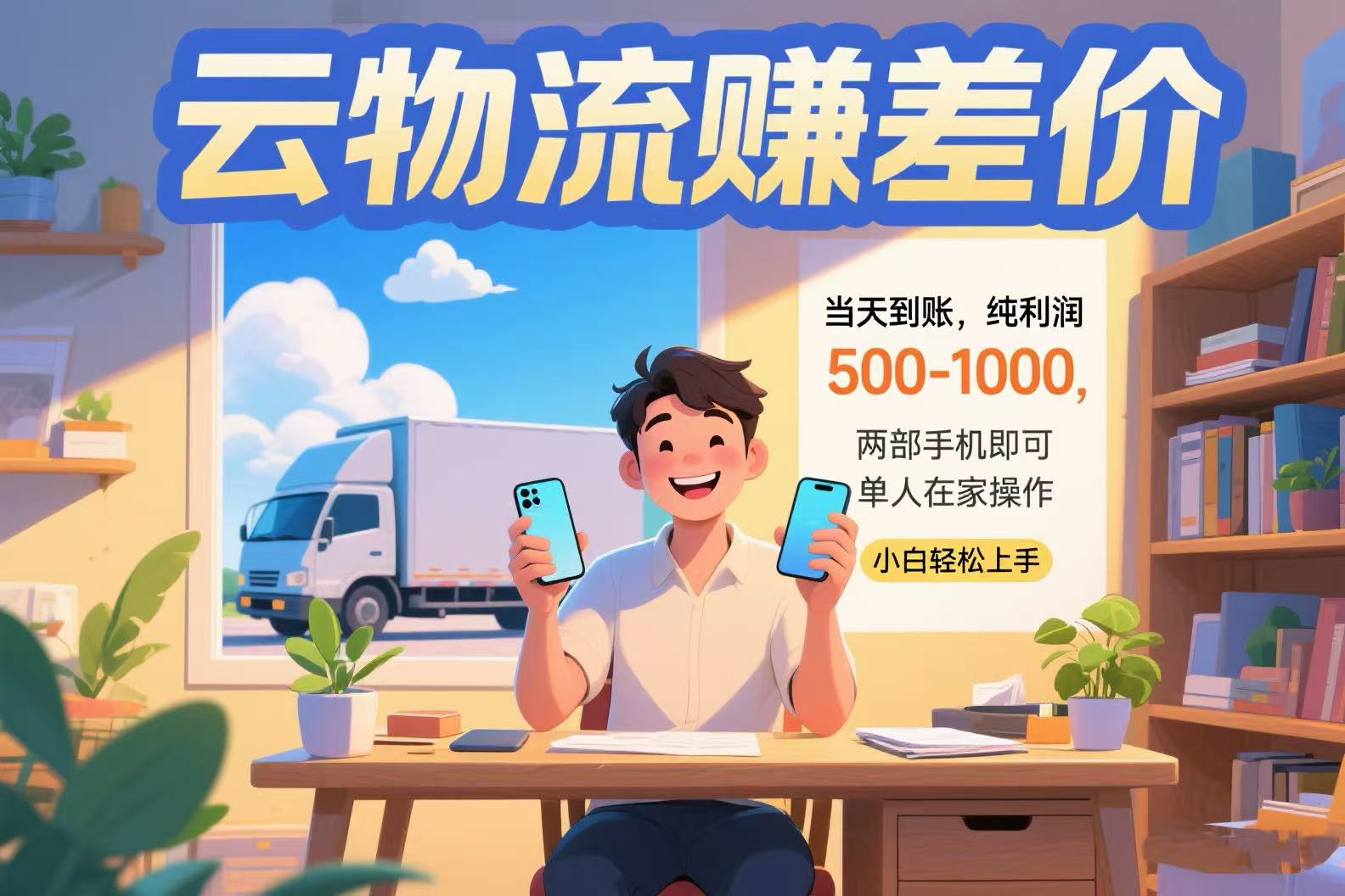 云物流赚差价 当天到账纯利润500-1000 两部手机即可 可单人在家操作 小…-二当家网创资源站