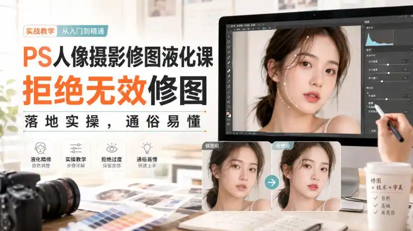 PS人像摄影修图液化课，拒绝无效修图，落地实操，通俗易懂-二当家网创资源站