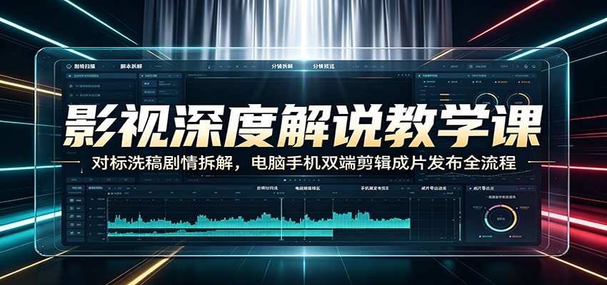 影视深度解说教学课：对标洗稿剧情拆解，电脑手机双端剪辑成片发布全流程-二当家网创资源站
