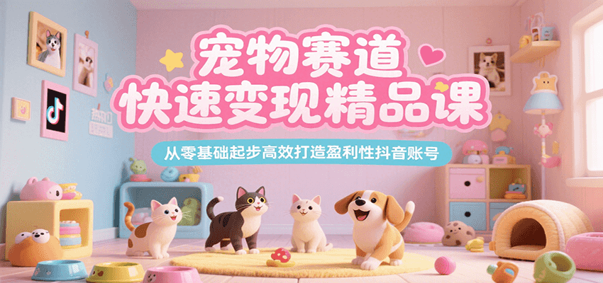 宠物赛道快速变现精品课，从零基础起步高效打造盈利性抖音账号-二当家网创资源站