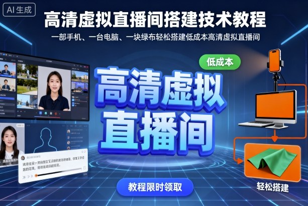高清虚拟直播间搭建技术教程，一部手机、一台电脑、一块绿布轻松搭建低成本高清虚拟直播间-二当家网创资源站