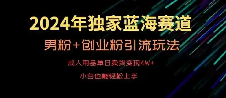 2024年独家蓝海赛道,成人用品单日卖货变现4W+,男粉+创业粉引流玩法,不愁搞不到流量【揭秘】-二当家网创资源站