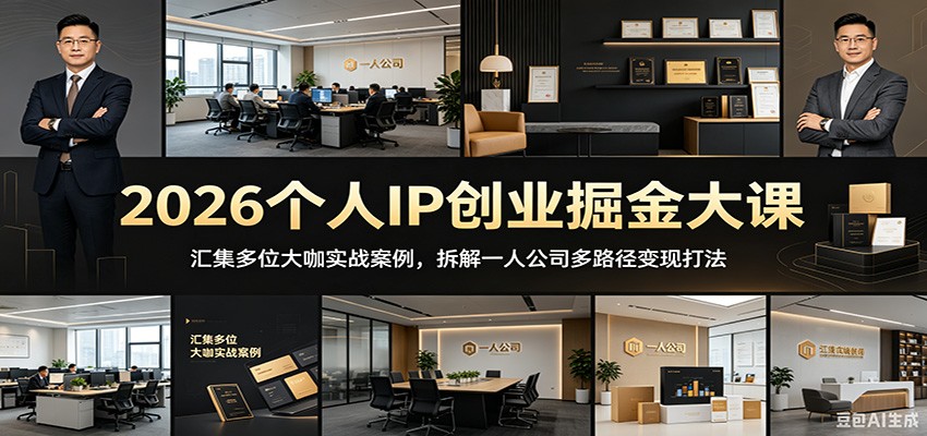 2026个人IP创业掘金大课:汇集多位大咖实战案例,拆解一人公司多路径变现打法-二当家网创资源站