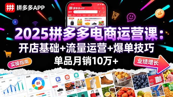 2025拼多多电商运营课：开店基础+流量运营+爆单技巧，单品月销10万+-二当家网创资源站