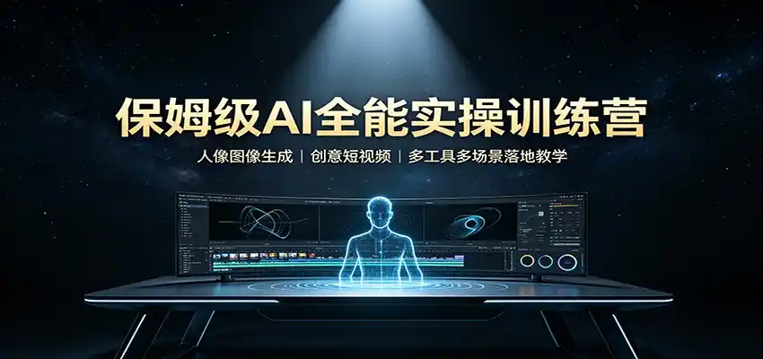 保姆级AI全能实操训练营：人像图像生成，创意短视频，多工具多场景落地教学-二当家网创资源站