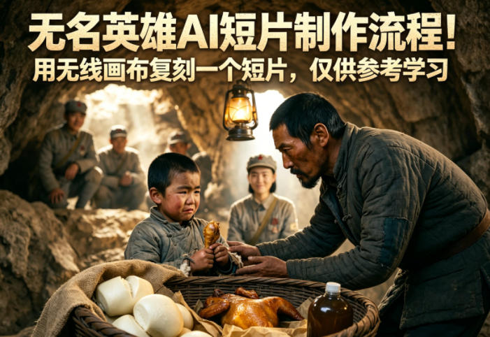 无名英雄AI短片制作流程！用无线画布复刻一个短片，仅供参考学习-二当家网创资源站