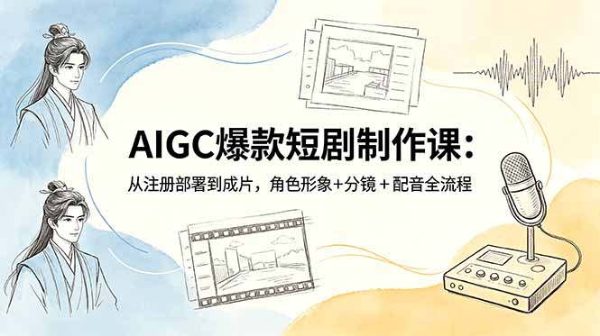 AIGC爆款短剧制作课：从注册部署到成片，角色形象+分镜+配音全流程-二当家网创资源站