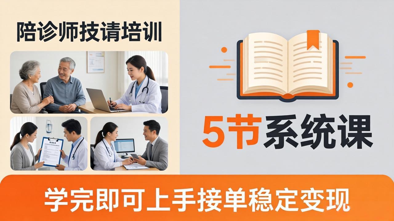 想做陪诊师不知从何下手？5节系统课教你掌握核心技能，学完即可上手接单稳定变现-二当家网创资源站