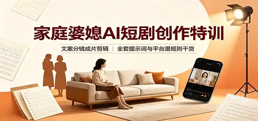 家庭婆媳AI短剧创作特训:文案分镜成片剪辑,全套提示词与平台潜规则干货-二当家网创资源站