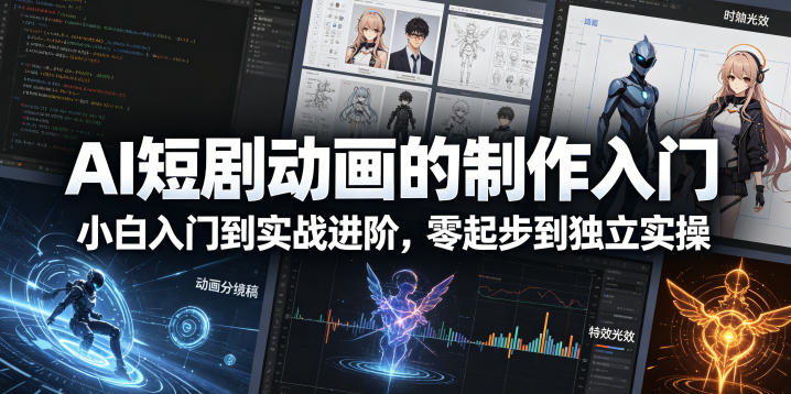 AI短剧动画的制作入门，小白入门到实战进阶，零起步到独立实操-二当家网创资源站