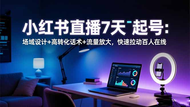 小红书直播7天起号：场域设计+高转化话术+流量放大，快速拉动百人在线-二当家网创资源站