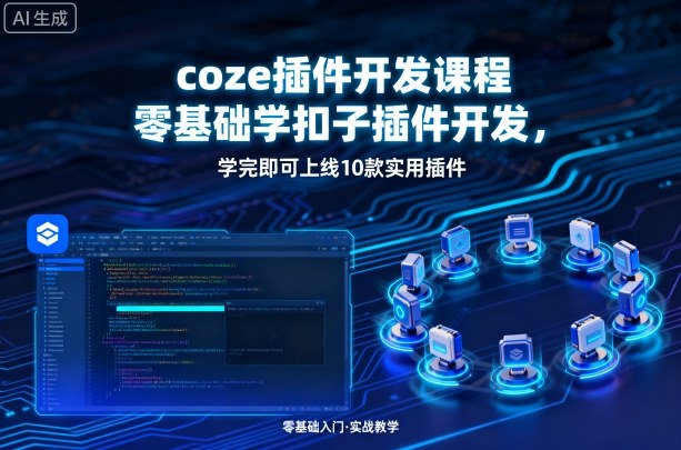 coze插件开发课程，零基础学扣子插件开发，学完即可上线10款实用插件-二当家网创资源站