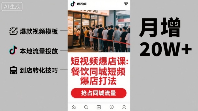 短视频爆店课，餐饮同城短视频爆店打法-二当家网创资源站
