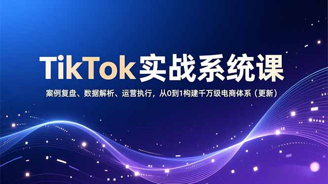 TikTok实战系统课，案例复盘、数据解析、运营执行，从0到1构建千万级电商体系(更新-二当家网创资源站