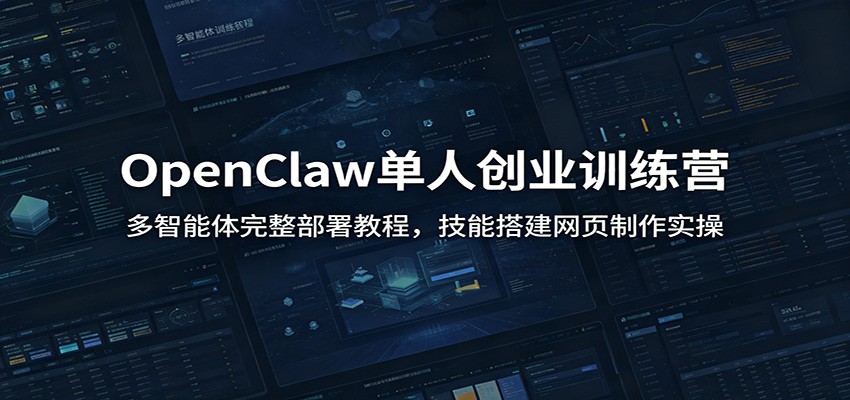 OpenClaw单人创业训练营：多智能体完整部署教程，技能搭建网页制作实操-二当家网创资源站