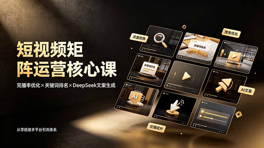 短视频矩阵运营核心课：完播率优化×关键词排名×DeepSeek文案生成，从零搭建多平台引流体系-二当家网创资源站