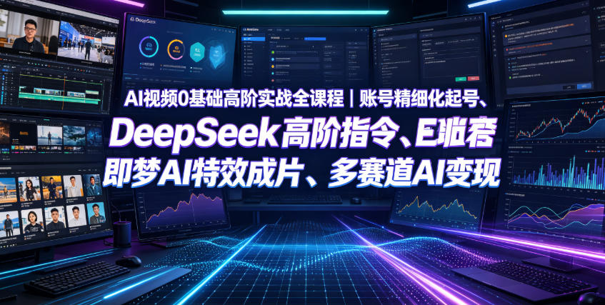 AI视频0基础高阶实战全课程|账号精细化起号、DeepSeek高阶指令、即梦AI特效成片、多赛道AI短视频量产变现-二当家网创资源站