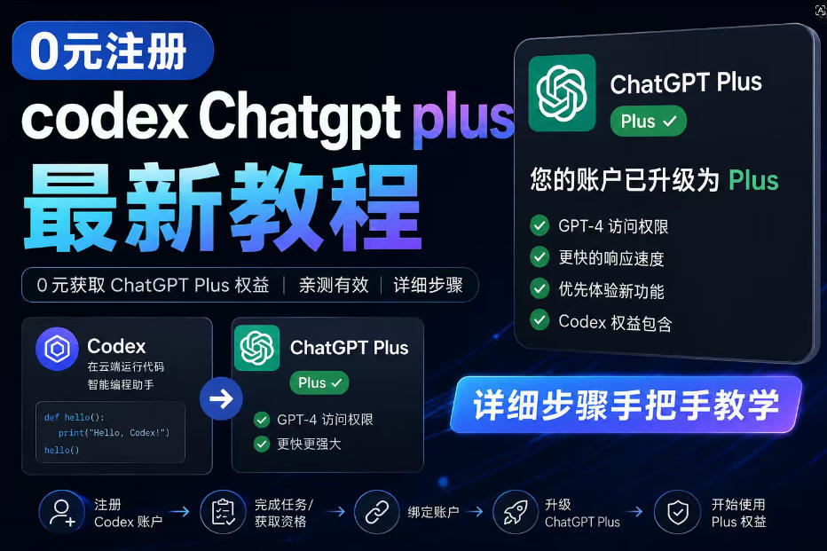 0元全自动注册codex gpt plus最新教程，0元获取GPT Plus权益，手把手详细教学-二当家网创资源站