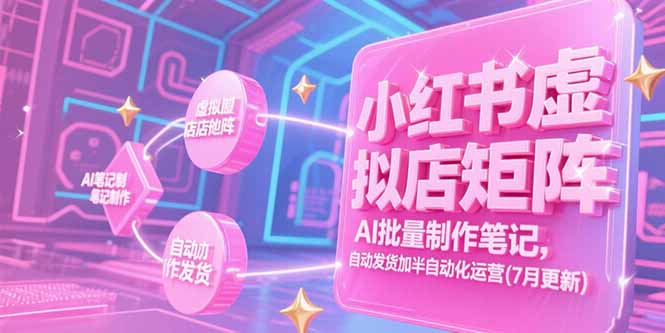小红书虚拟店矩阵，AI批量制作笔记，自动发货加半自动化运营(7月更新-二当家网创资源站