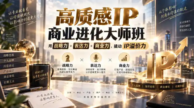 高质感IP商业进化大师班,用战略力+表达力+商业力,撬动IP溢价力-二当家网创资源站