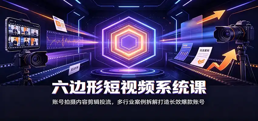 六边形短视频系统课:账号拍摄内容剪辑投流,多行业案例拆解打造长效爆款账号-二当家网创资源站