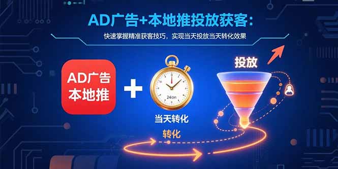 AD广告+本地推投放获客：快速掌握精准获客技巧，实现当天投放当天转化效果-二当家网创资源站