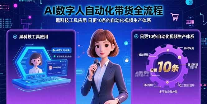 AI数字人自动化带货全流程：黑科技工具应用 日更10条的自动化视频生产体系-二当家网创资源站