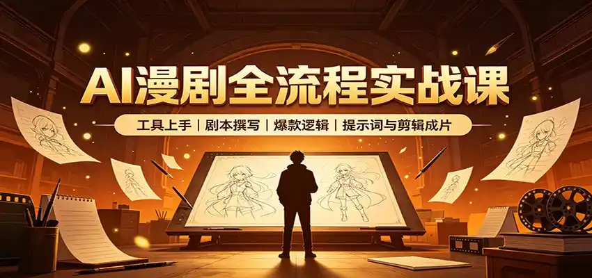 AI漫剧全流程实战课:工具上手、剧本撰写、爆款逻辑、提示词与剪辑成片-二当家网创资源站
