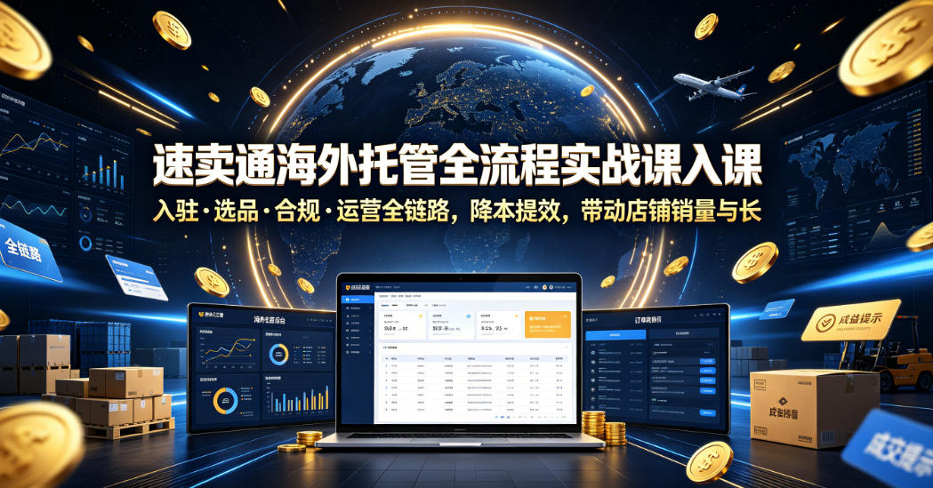 速卖通海外托管全流程实战课入驻・选品・合规・运营全链路,降本提效,带动店铺销量与收益增长-二当家网创资源站