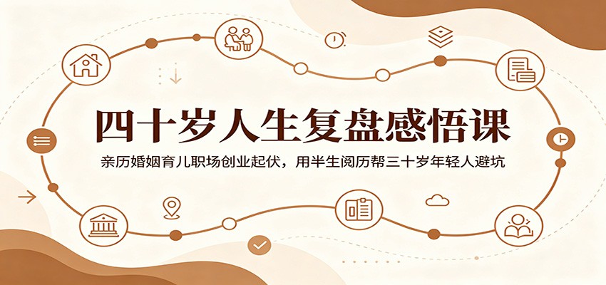 四十岁人生复盘感悟课:亲历婚姻育儿职场创业起伏,用半生阅历帮三十岁年轻人避坑-二当家网创资源站