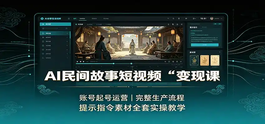 AI民间故事短视频变现课：账号起号运营，完整生产流程，提示指令素材全套实操教学-二当家网创资源站