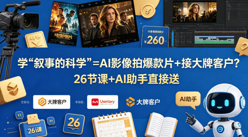 学《叙事的科学》=AI影像拍爆款片+接大牌客户？26节课+AI助手直接送【原创双语字幕】-二当家网创资源站