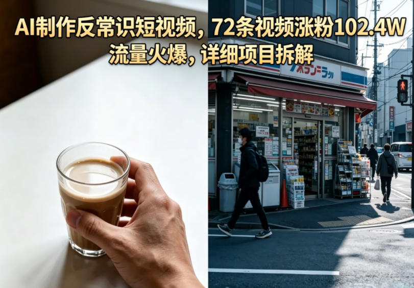 AI制作反常识短视频，72条视频涨粉102.4W，流量火爆，详细项目拆解-二当家网创资源站
