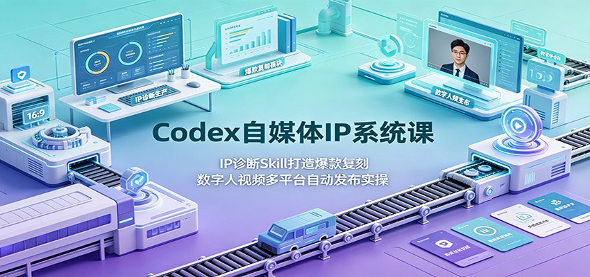 Codex自媒体IP系统课:IP诊断Skill打造爆款复刻,数字人视频多平台自动发布实操-二当家网创资源站