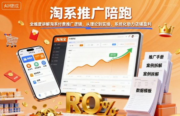 淘系推广陪跑，全维度讲解淘系付费推广逻辑，从理论到实操，系统化助力店铺盈利-二当家网创资源站